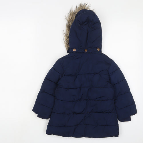 John Lewis Boys Blue Basic Coat Coat Size 3 Years Zip