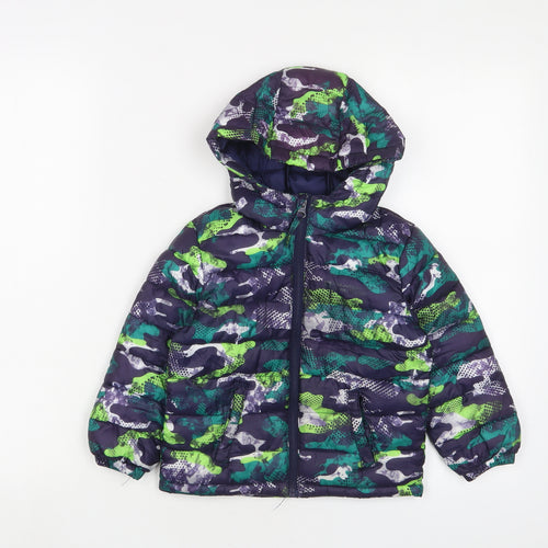 Mountain Warehouse Boys Multicoloured Geometric Basic Coat Coat Size 2-3 Years Zip - Water Resistant