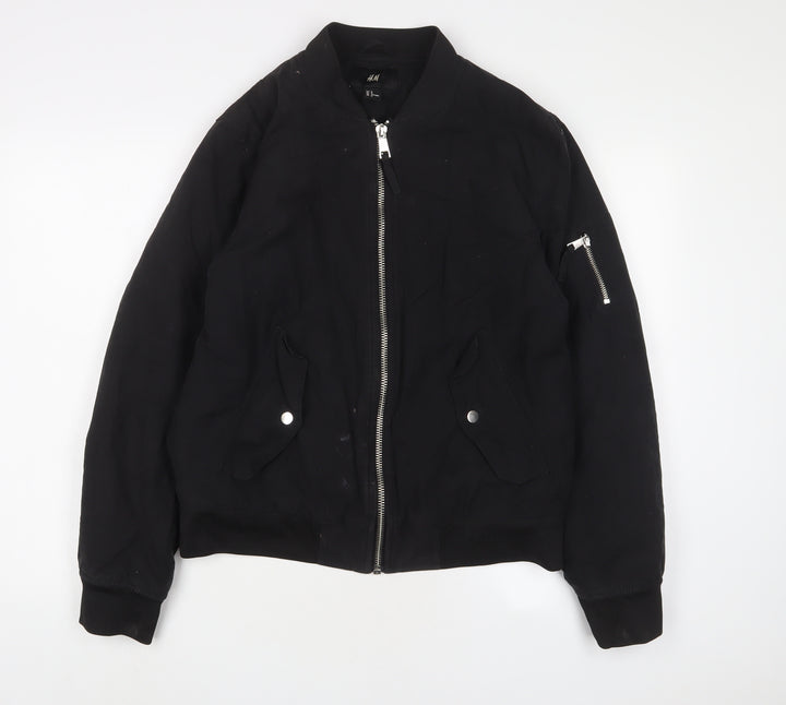 H&M Mens Black Jacket Size M Zip