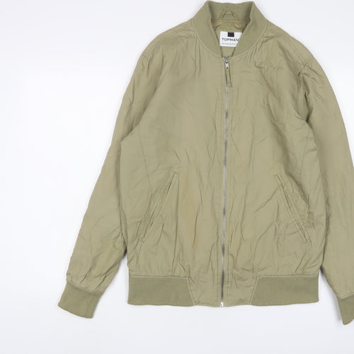 Topman Mens Green Bomber Jacket Jacket Size M Zip