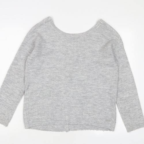 Joules Womens Grey V-Neck Acrylic Pullover Jumper Size 8