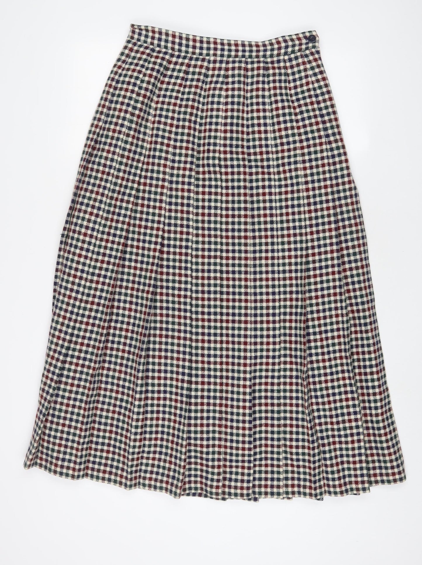 Viyella Womens Multicoloured Plaid Wool A-Line Skirt Size 12 Zip - Pleated