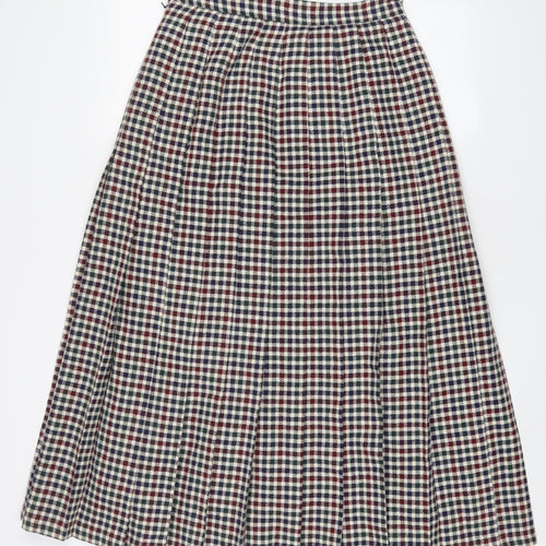 Viyella Womens Multicoloured Plaid Wool A-Line Skirt Size 12 Zip - Pleated