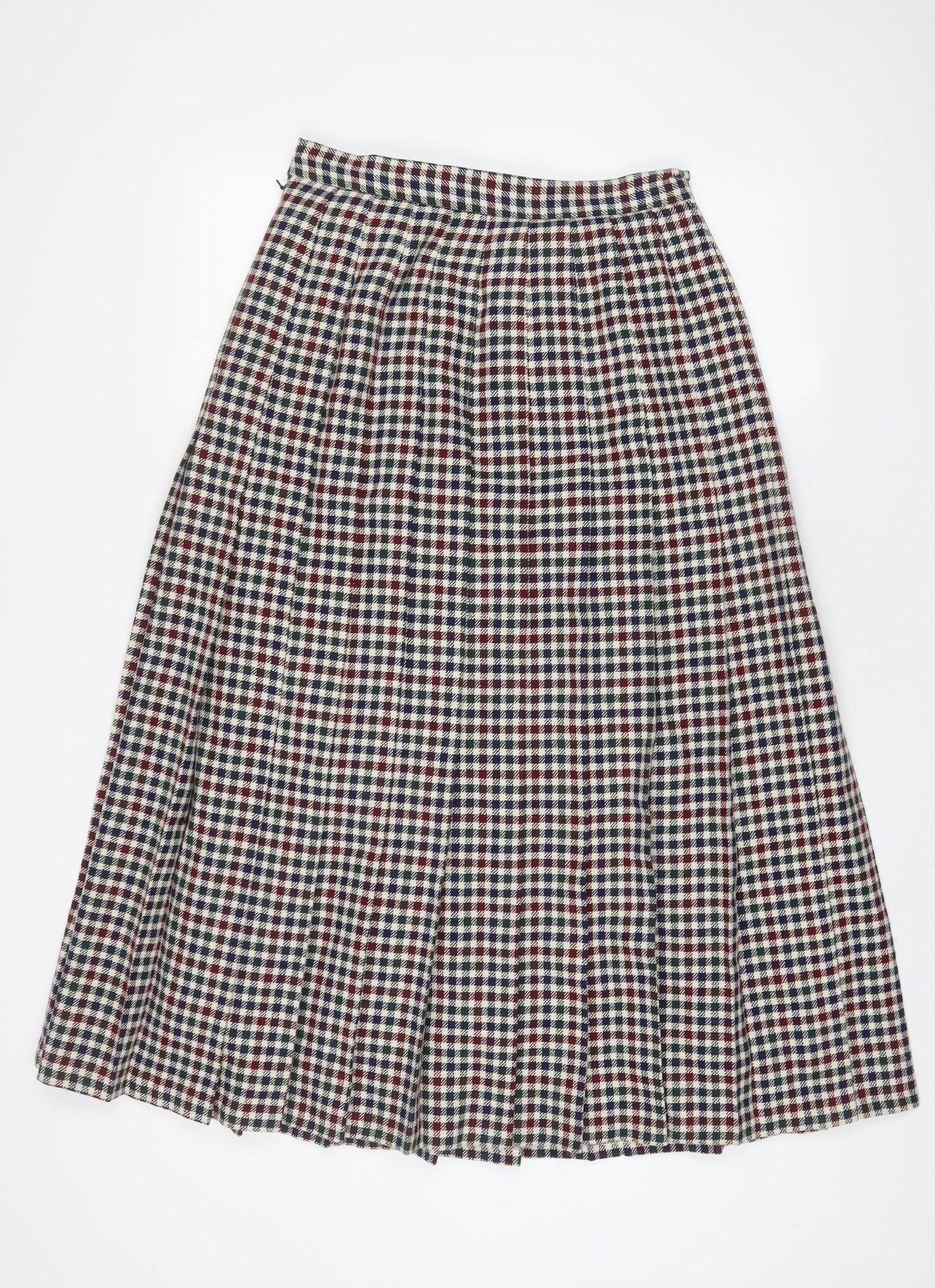 Viyella Womens Multicoloured Plaid Wool A-Line Skirt Size 12 Zip - Pleated