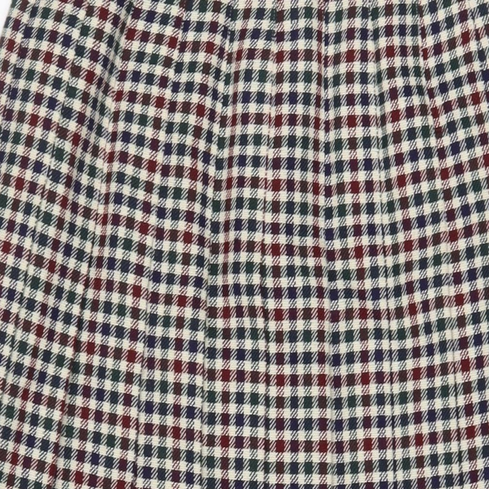 Viyella Womens Multicoloured Plaid Wool A-Line Skirt Size 12 Zip - Pleated