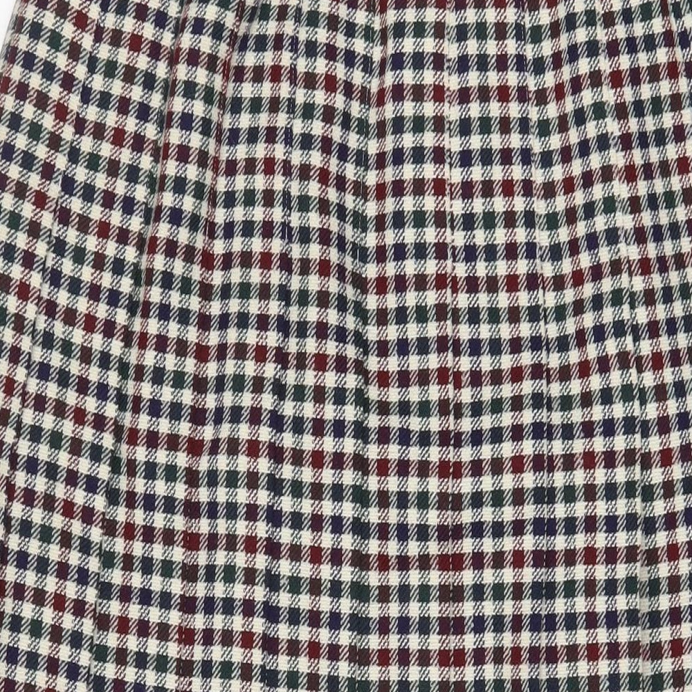 Viyella Womens Multicoloured Plaid Wool A-Line Skirt Size 12 Zip - Pleated