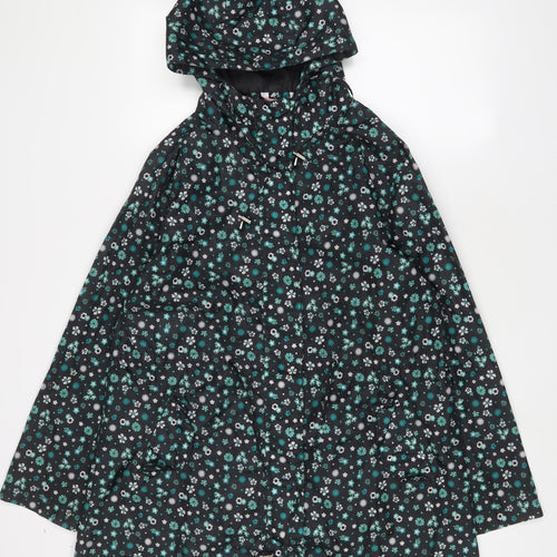 Avenue Womens Black Floral Jacket Size 12 Zip