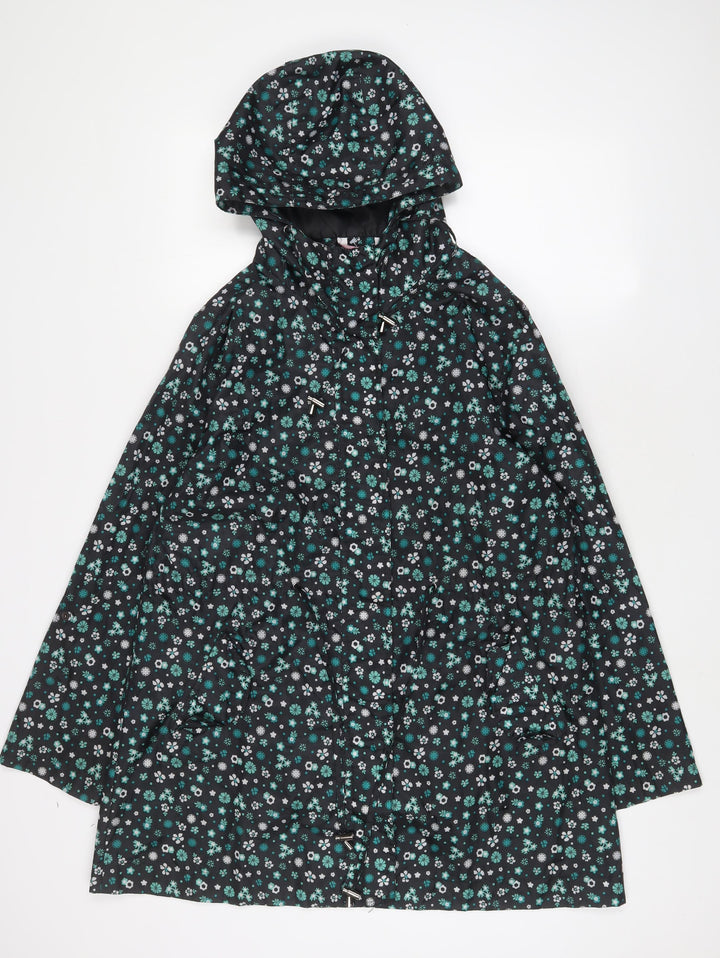 Avenue Womens Black Floral Jacket Size 12 Zip
