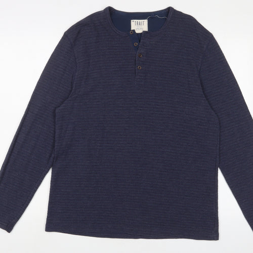 BHS Mens Blue Polyester Pullover Sweatshirt Size L