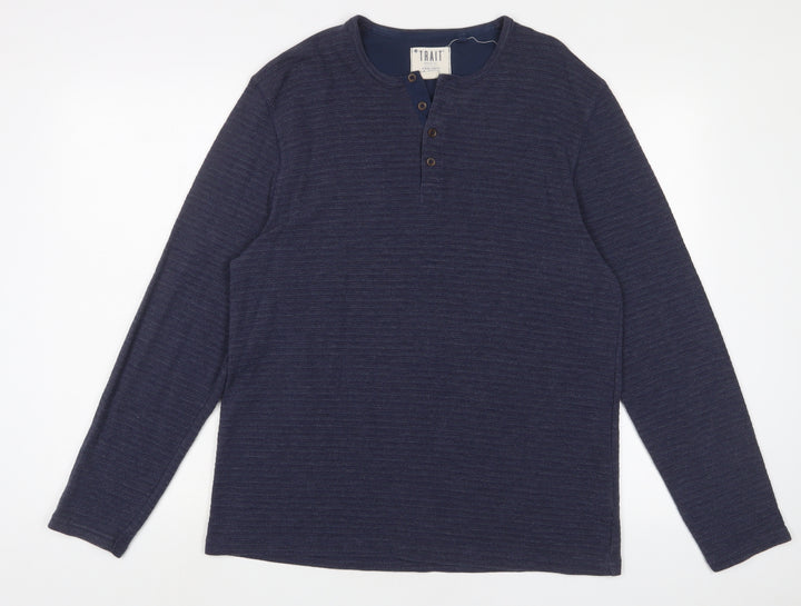 BHS Mens Blue Polyester Pullover Sweatshirt Size L