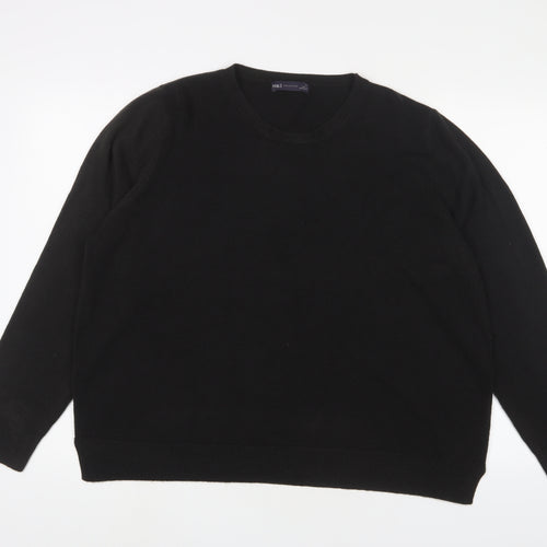 Marks and Spencer Womens Black Crew Neck Acrylic Pullover Jumper Size 24