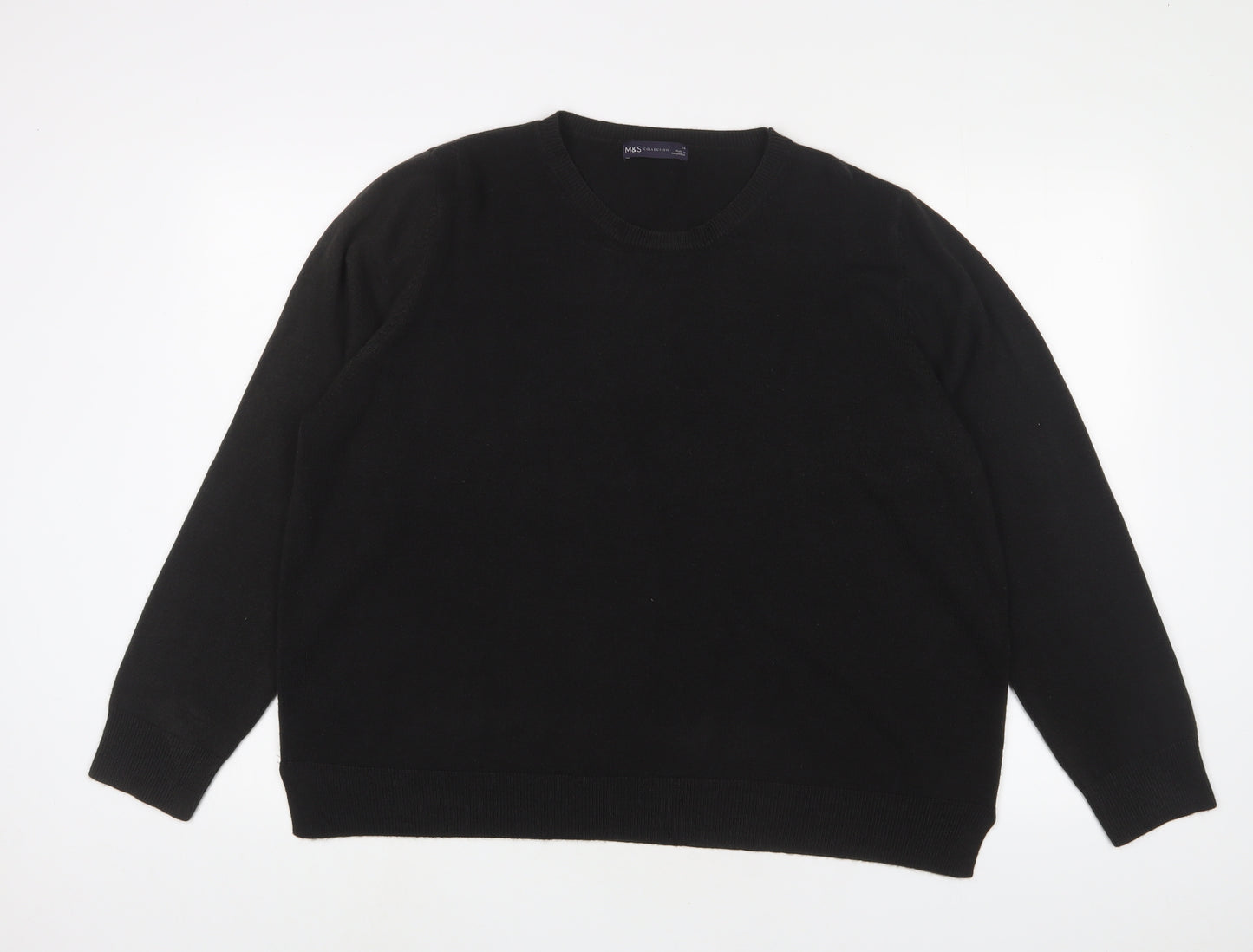 Marks and Spencer Womens Black Crew Neck Acrylic Pullover Jumper Size 24