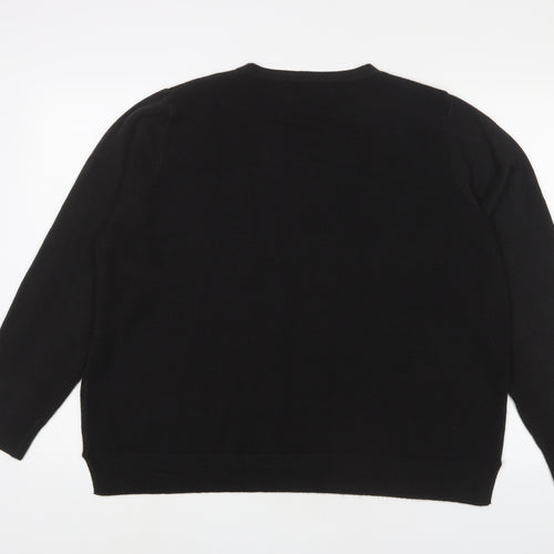 Marks and Spencer Womens Black Crew Neck Acrylic Pullover Jumper Size 24