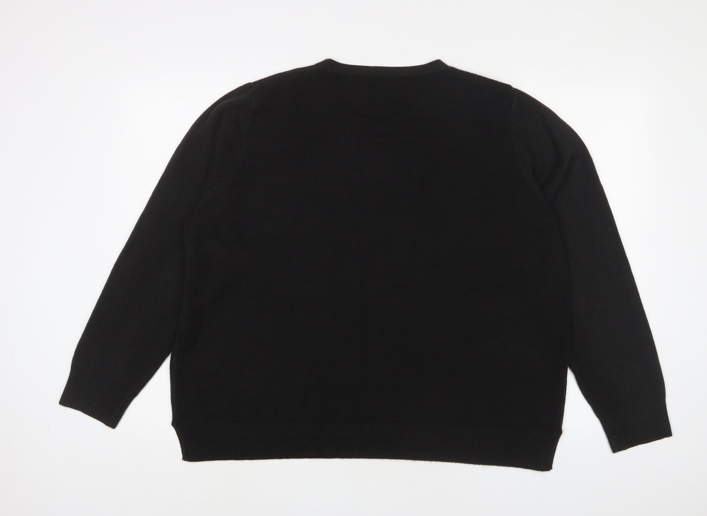 Marks and Spencer Womens Black Crew Neck Acrylic Pullover Jumper Size 24