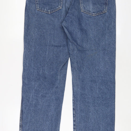 Wrangler Mens Blue Cotton Straight Jeans Size 31 in L32 in Regular Zip