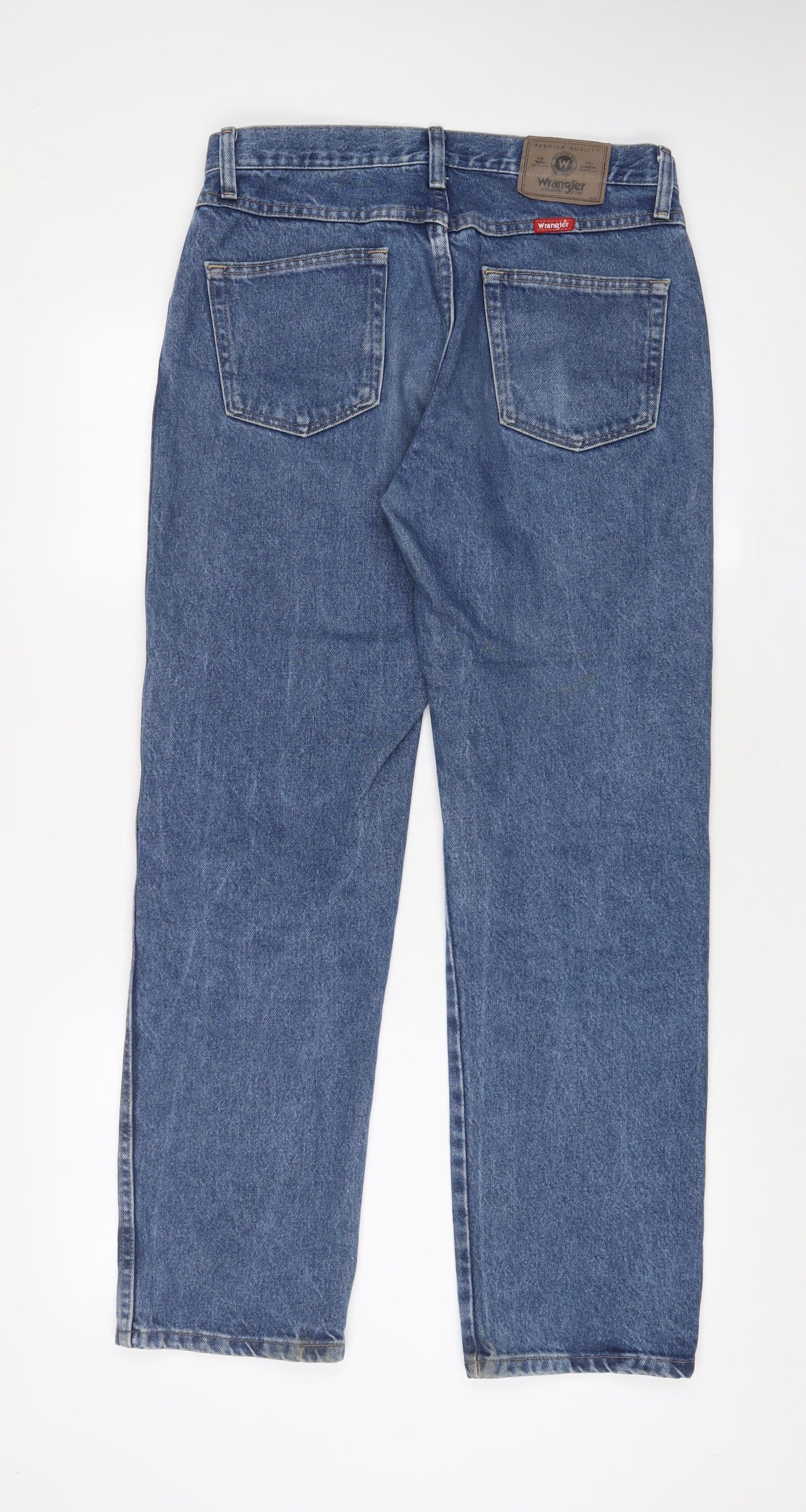 Wrangler Mens Blue Cotton Straight Jeans Size 31 in L32 in Regular Zip