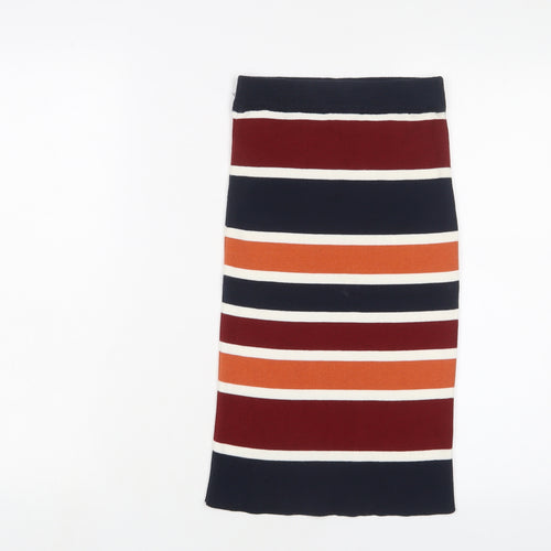 New Look Womens Multicoloured Striped Acrylic A-Line Skirt Size 6