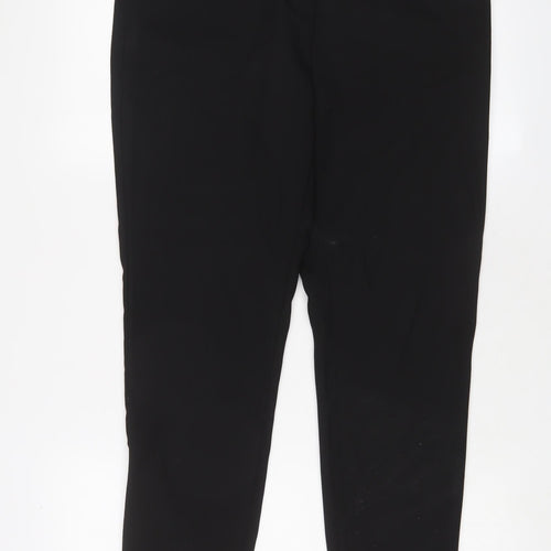 NEXT Womens Black Polyester Trousers Size 12 L28 in Regular Hook & Eye