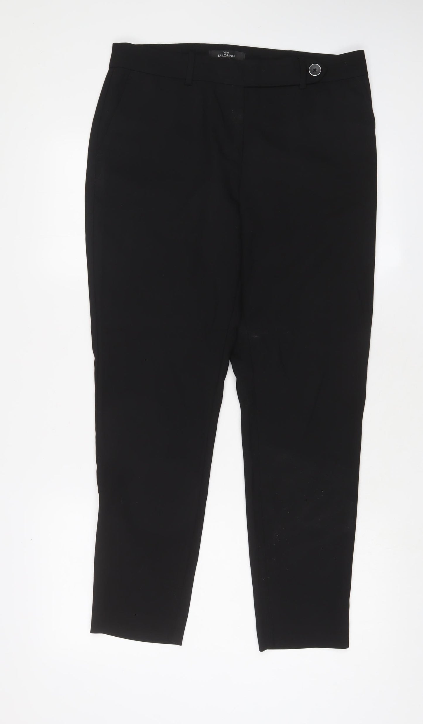 NEXT Womens Black Polyester Trousers Size 12 L28 in Regular Hook & Eye