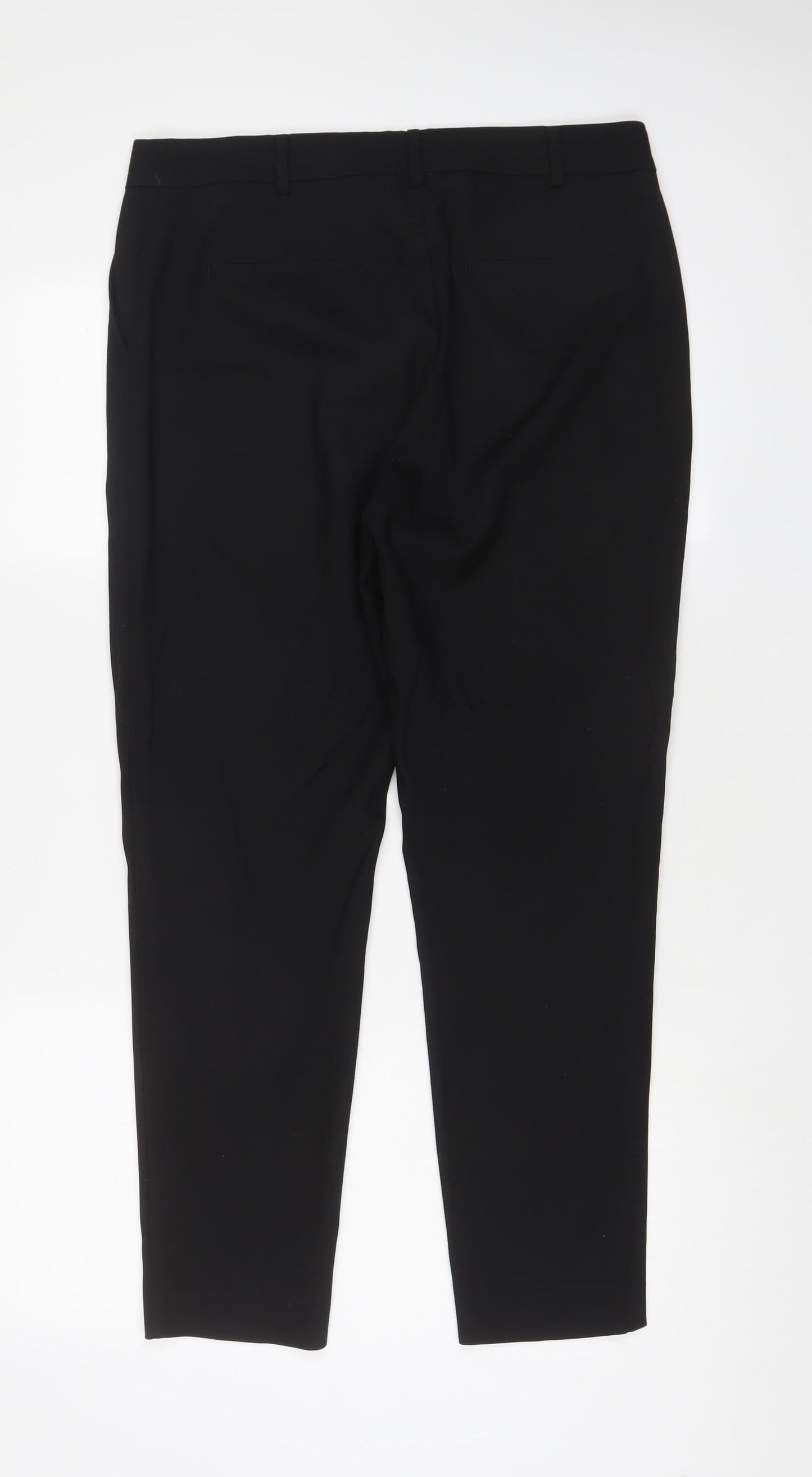 NEXT Womens Black Polyester Trousers Size 12 L28 in Regular Hook & Eye