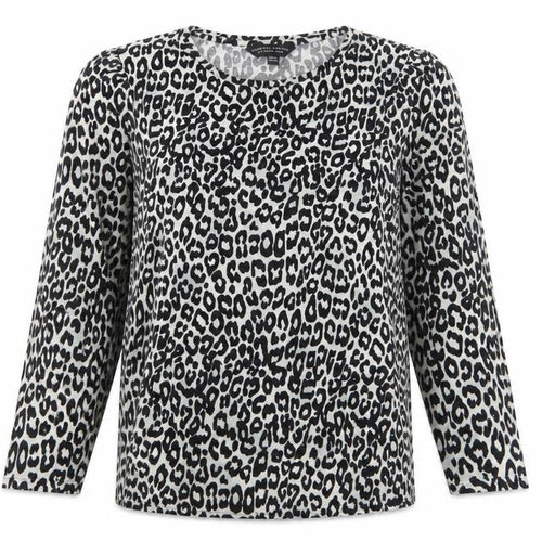 Dorothy Perkins Womens Black Animal Print Cotton Basic T-Shirt Size 12 Roll Neck