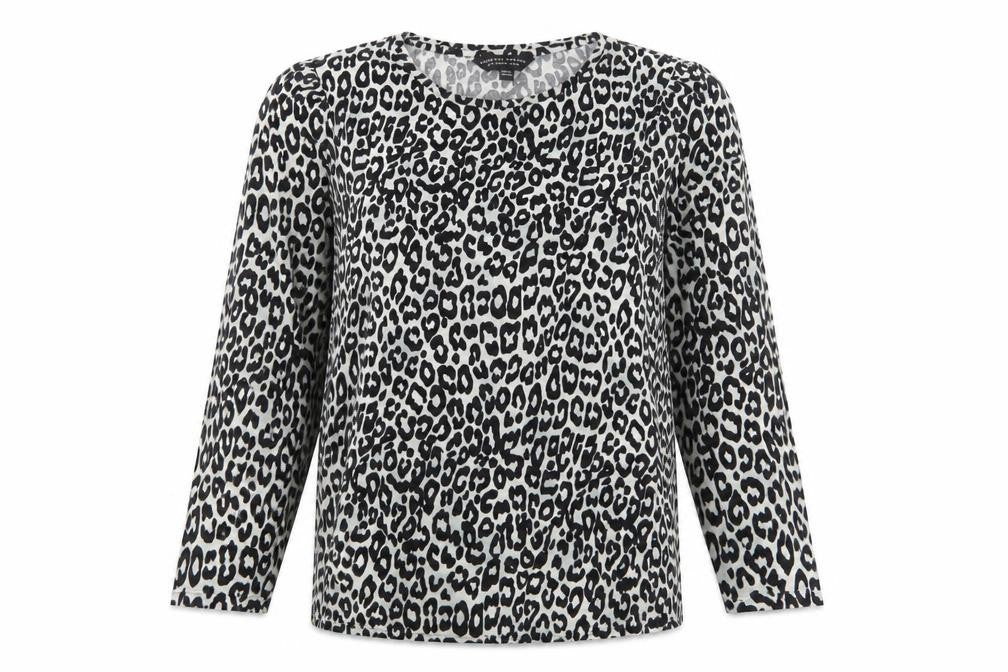 Dorothy Perkins Womens Black Animal Print Cotton Basic T-Shirt Size 12 Roll Neck