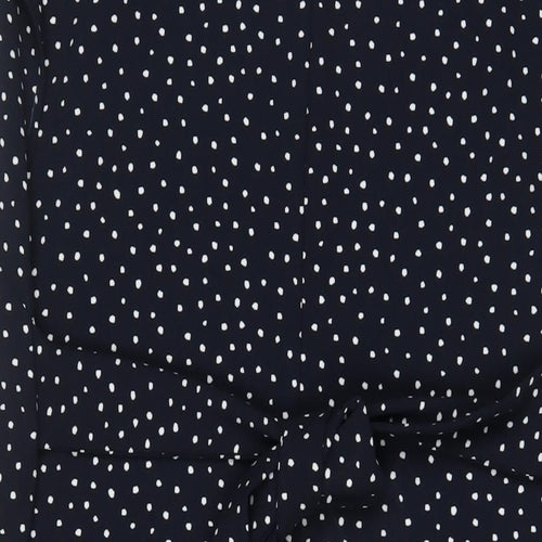 NEXT Womens Blue Geometric Polyester Sheath Size 18 Crew Neck Button