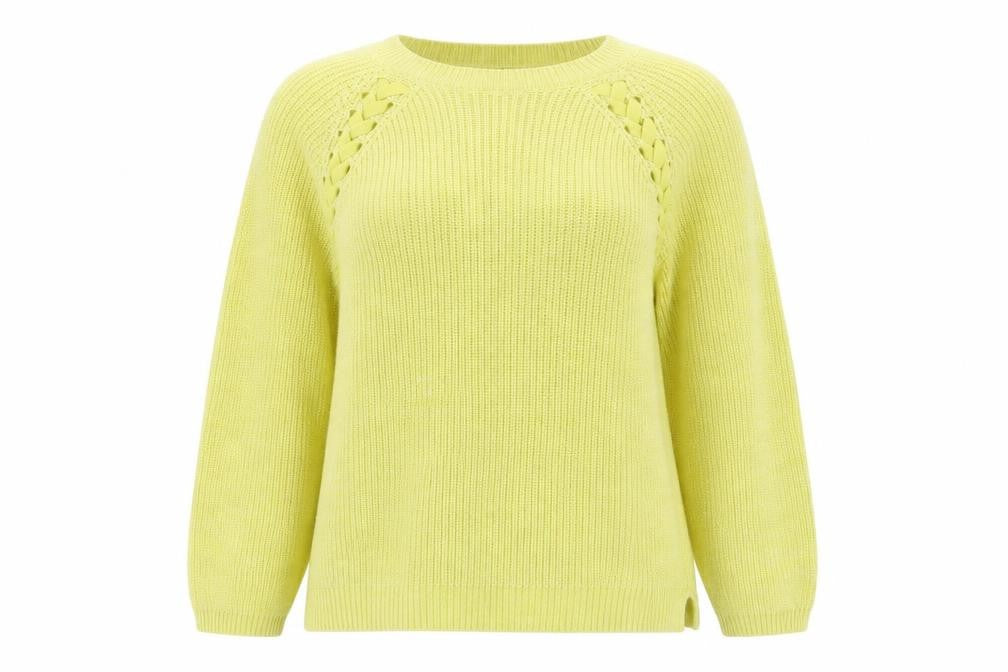 Front view of M&Co women’s green crew neck cotton jumper, size UK 14
