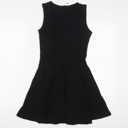 New Look Womens Black Cotton A-Line Size 8 V-Neck Pullover
