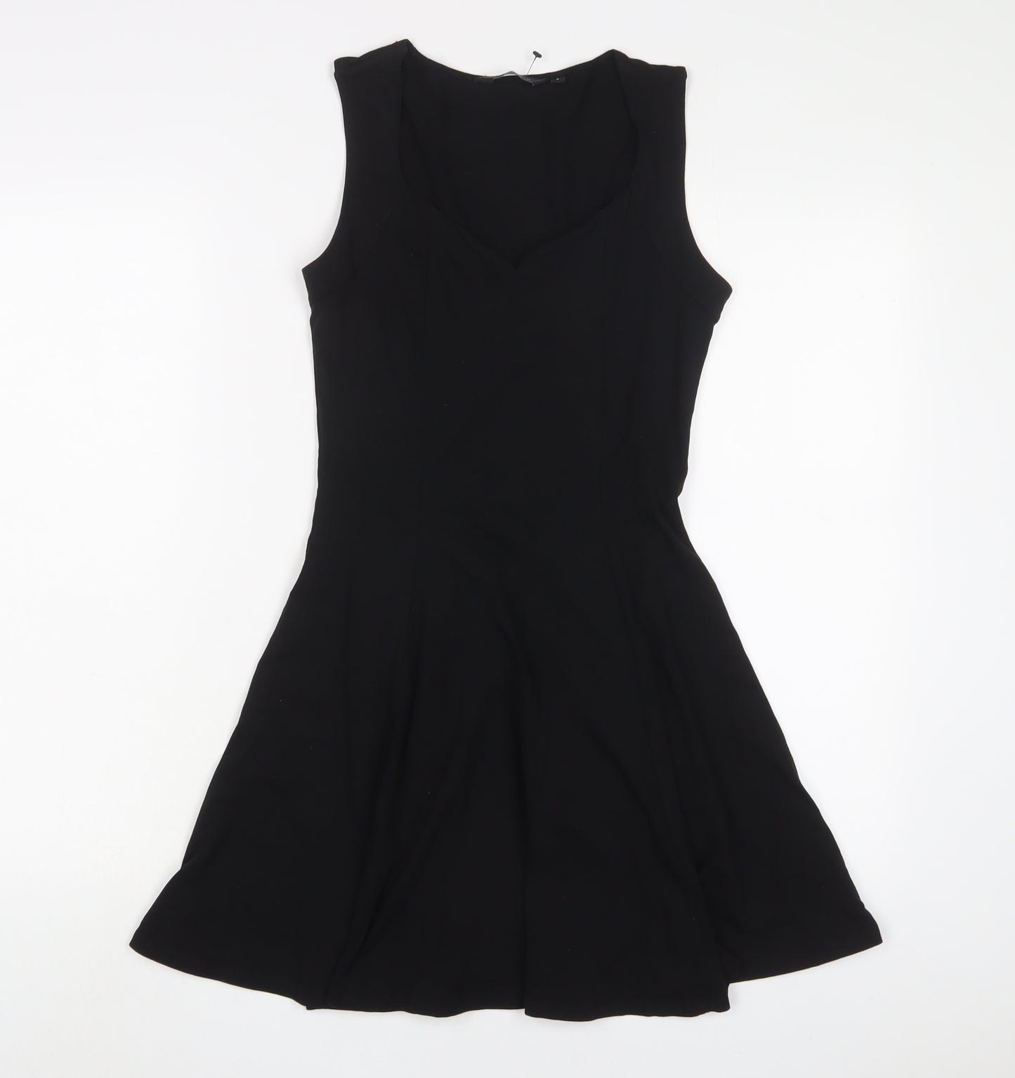 New Look Womens Black Cotton A-Line Size 8 V-Neck Pullover
