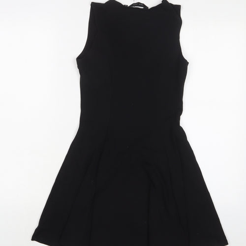 New Look Womens Black Cotton A-Line Size 8 V-Neck Pullover