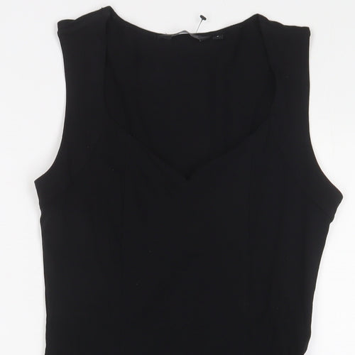 New Look Womens Black Cotton A-Line Size 8 V-Neck Pullover