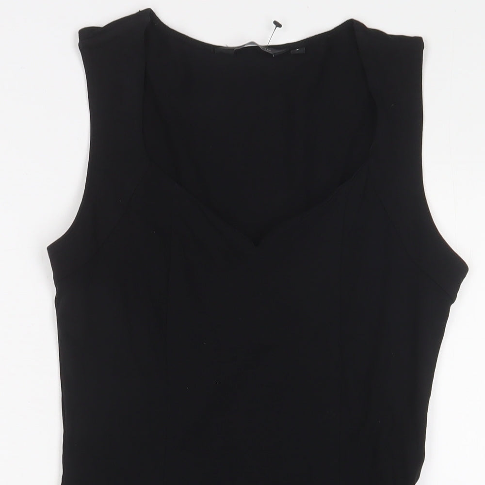 New Look Womens Black Cotton A-Line Size 8 V-Neck Pullover