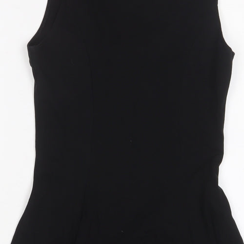 New Look Womens Black Cotton A-Line Size 8 V-Neck Pullover