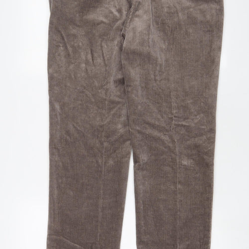 Marks and Spencer Mens Brown Cotton Trousers Size 34 in L31 in Regular Zip