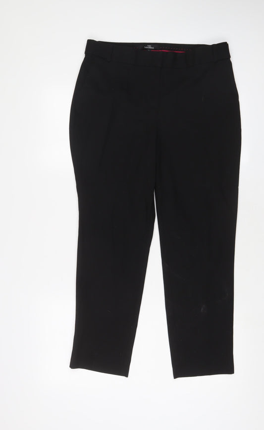 NEXT Womens Black Polyester Trousers Size 12 L27 in Regular Hook & Eye