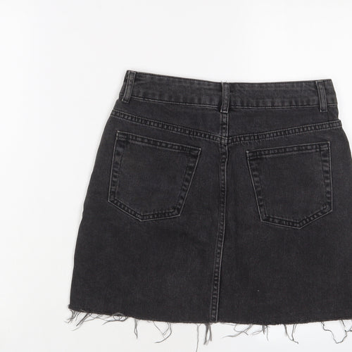 Topshop Womens Black Cotton A-Line Skirt Size 10 Zip