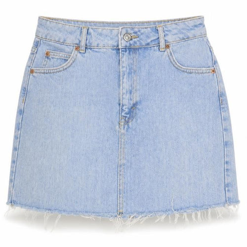 Topshop Womens Blue Cotton A-Line Skirt Size 10 Zip
