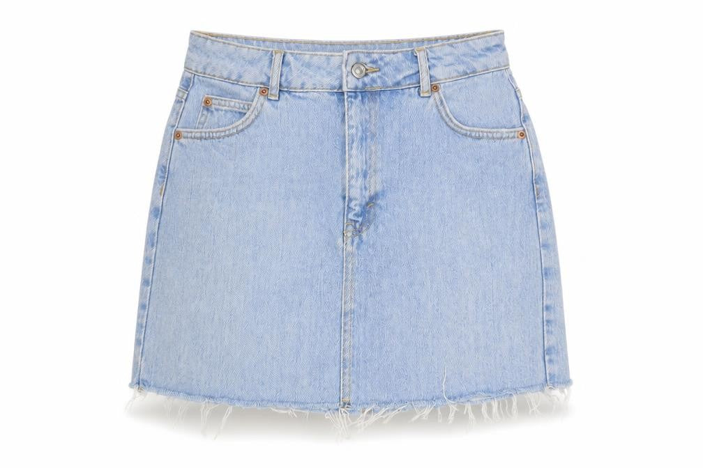 Topshop Womens Blue Cotton A-Line Skirt Size 10 Zip
