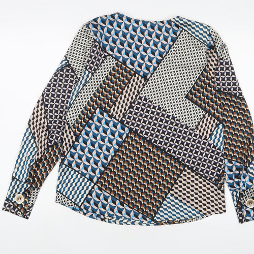 Kaffe Womens Multicoloured Geometric Polyester Basic Blouse Size 6 V-Neck