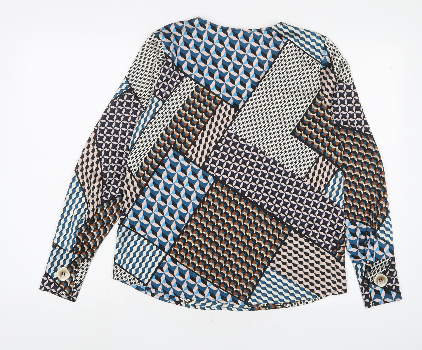 Kaffe Womens Multicoloured Geometric Polyester Basic Blouse Size 6 V-Neck