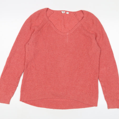 Gap Womens Pink V-Neck Wool Pullover Jumper Size M