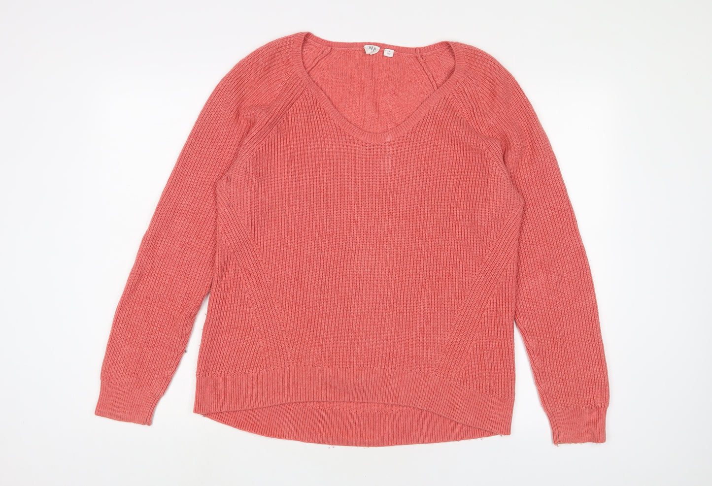 Gap Womens Pink V-Neck Wool Pullover Jumper Size M