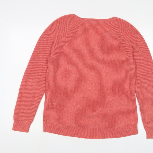 Gap Womens Pink V-Neck Wool Pullover Jumper Size M