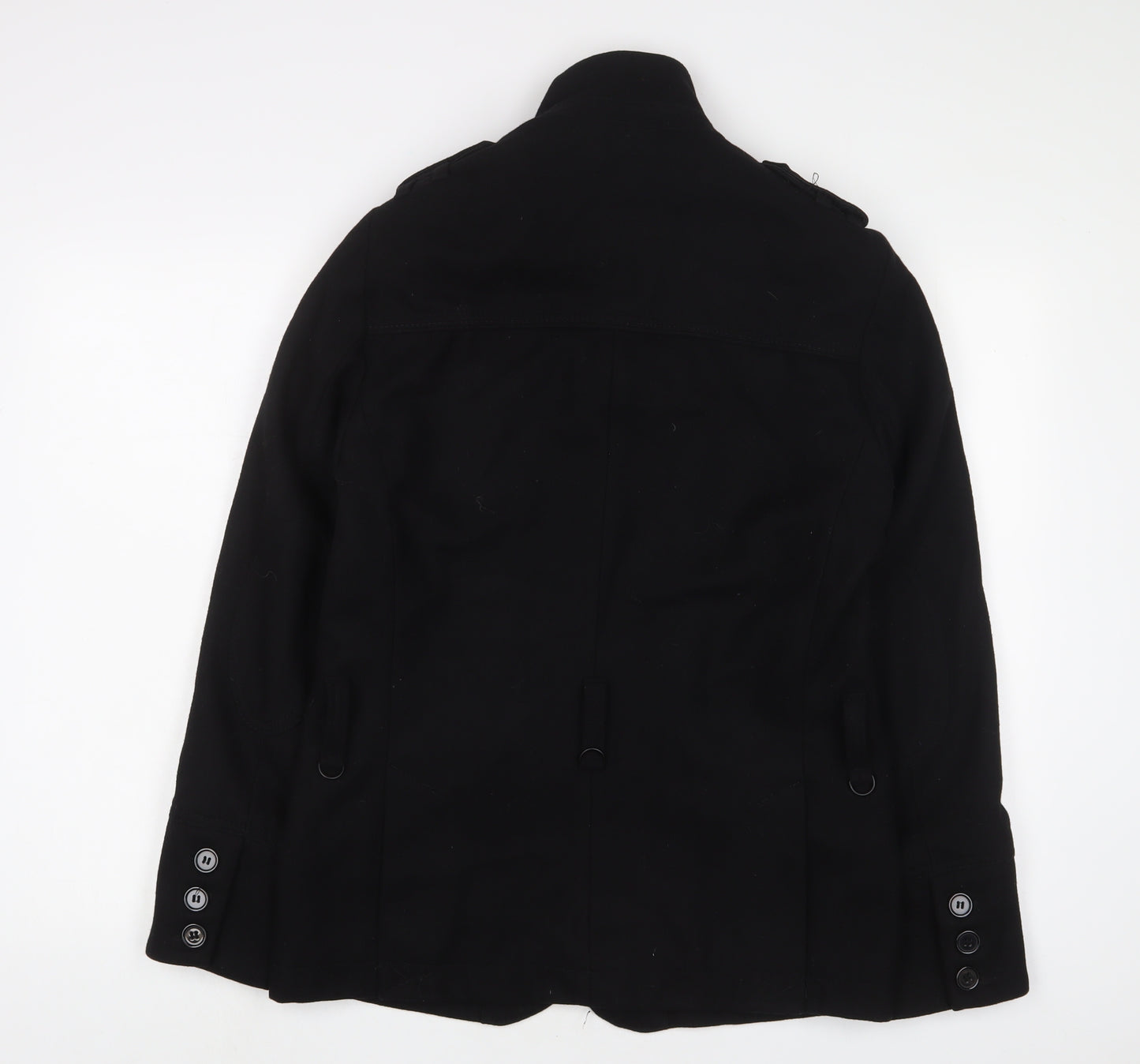 H&M Mens Black Military Jacket Jacket Size S Button