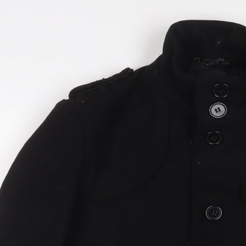 H&M Mens Black Military Jacket Jacket Size S Button