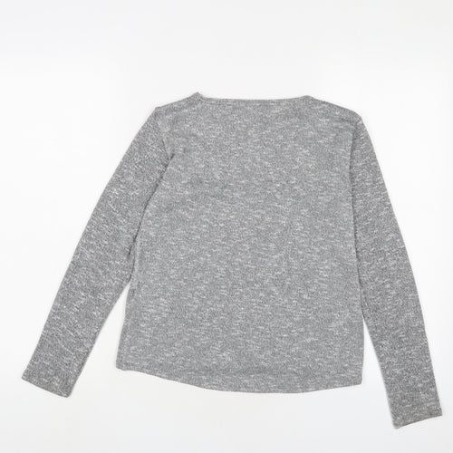 H&M Girls Grey Polyester Basic T-Shirt Size 10-11 Years Collared Pullover