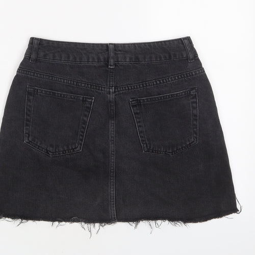 Topshop Womens Black Cotton A-Line Skirt Size 10 Zip
