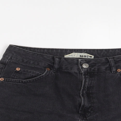 Topshop Womens Black Cotton A-Line Skirt Size 10 Zip