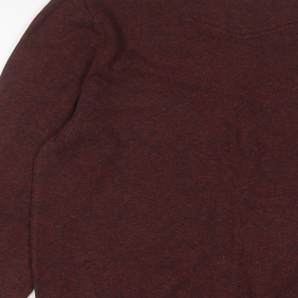 Fat Face Mens Brown V-Neck Cotton Pullover Jumper Size S Long Sleeve